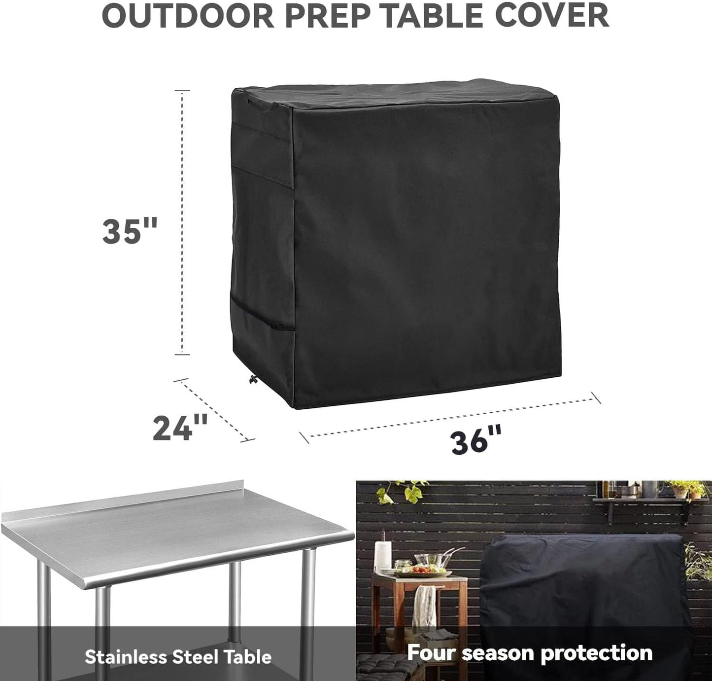 Outdoor Prep Table Cover - Heavy Duty Waterproof Cover for Keter Unity Small Portable Table, Compatible with 36 inch Outdoor Utility Cart and Storage Cabinet