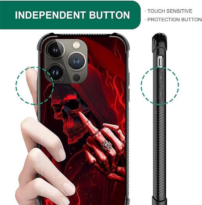for iPhone 12 Pro Max Case, Gestures Funny Skull Pattern Graphic Design Girl - Image 4
