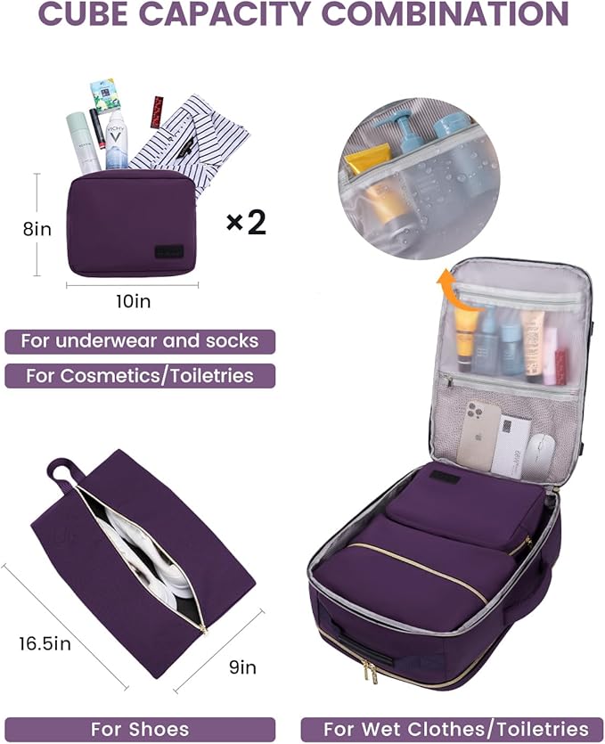 LOVEVOOK 40L Travel Backpack for Women & Men, Airline Approved Carry On Luggage - Image 5