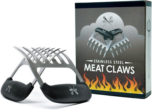 Meat Claws - Stainless Steel Smoker Accessories - Ultra-Sharp Meat Shredder will Easily Tear up Pulled Pork, Chicken, and Brisket - with Heat Resistant Handles