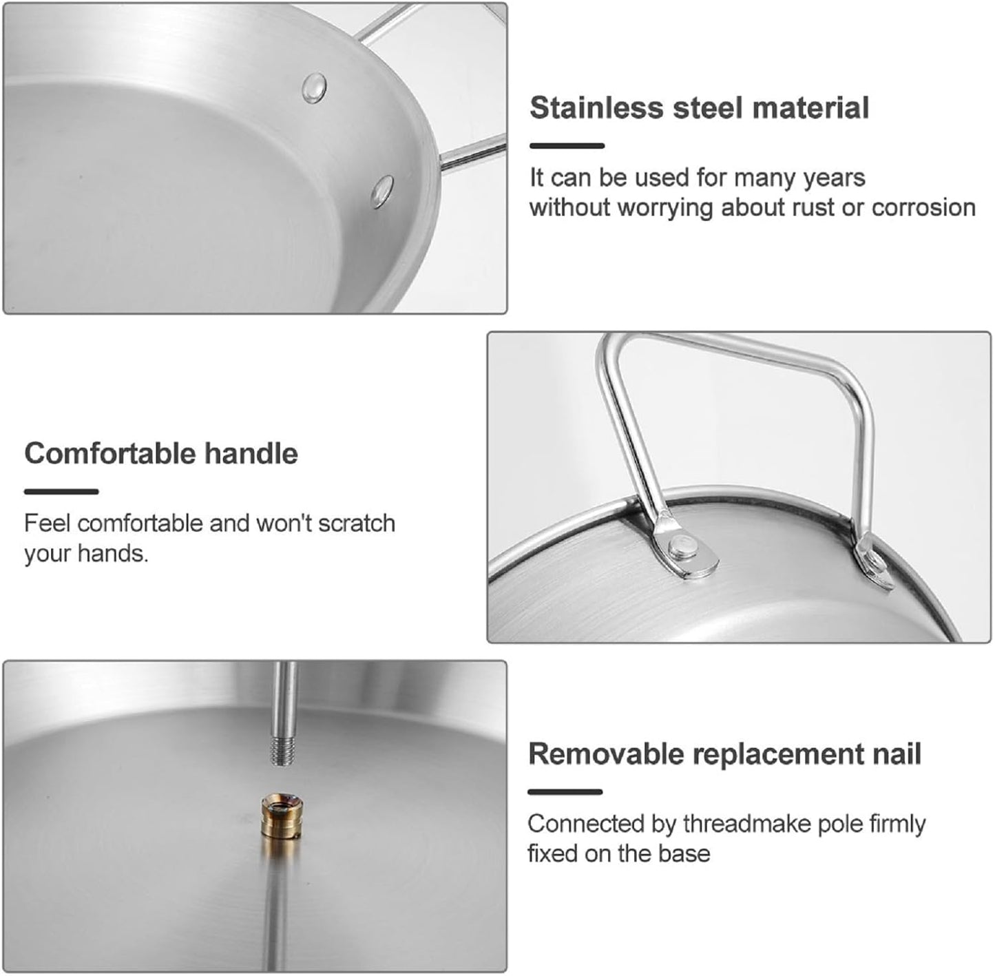 Vertical Skewer Pan, BBQ Skewer for Al Pastor, Stainless Steel Vertical Spit Stand with 3 Removable Spikes (8" / 10" / 12") for Oven Grill Use, for Shawarma Kebabs Tacos Barbecue Dishes