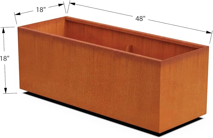 Corten Steel Planter Rectangle Outdoor Metal Garden Box Heavy Duty | Made in USA | Fully Assembled
