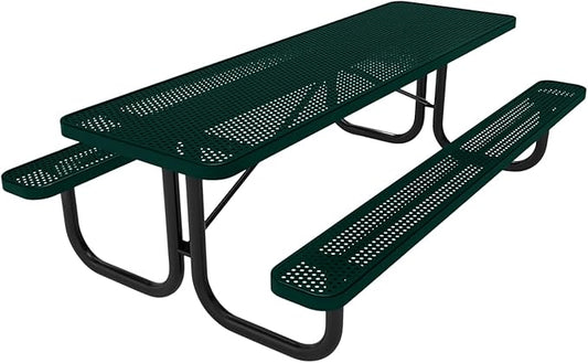 T8-P-DGRN Heavy Duty Rectangular Portable Picnic Table, 8 Ft, Dark Green, Made in America