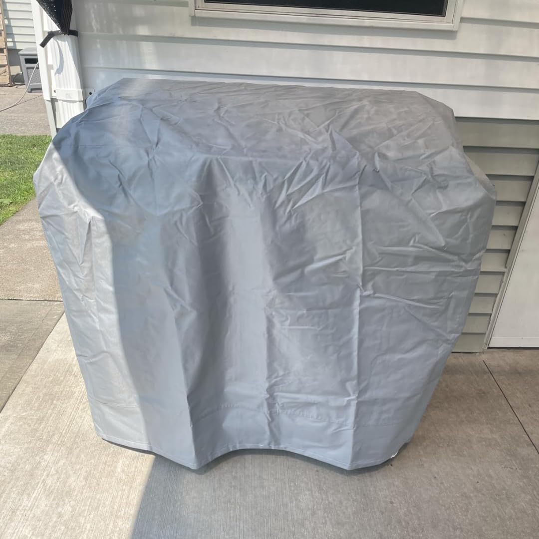 BBQ Grill Cover, 47 Inch Heavy Duty Waterproof Barbecue Gas Grill Covers for Flat Top Griddle, Anti-Fading Cover for Gas Grill, Gray