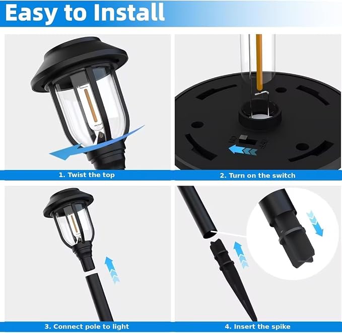 ILANCK 12 Pack Solar Lights Outdoor, 6000K Bright Solar Pathway Lights - Image 4