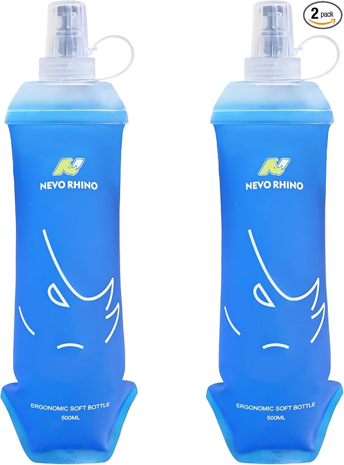 N NEVO RHINO 2PCS Soft Flask, 17oz/500ml TPU Running Water Bottle by NNEVORHINO