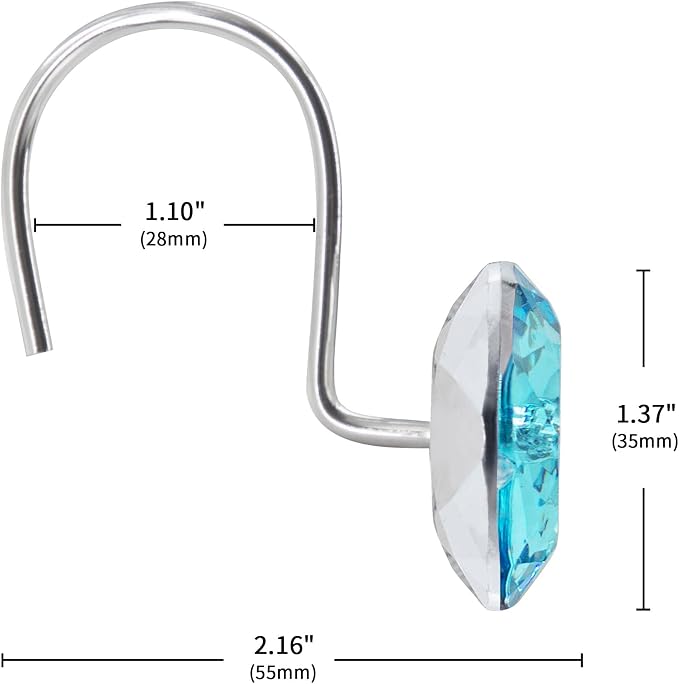 MitoVilla Teal Blue Shower Curtain Hooks Rings, Metal Shower Hooks - Image 5