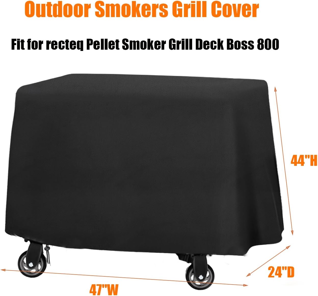 Grill Cover for Recteq Deck Boss 800, Waterproof Outdoor Covers for Electric Pellet Smoker Grill- 24" D x 47" W x 44" H
