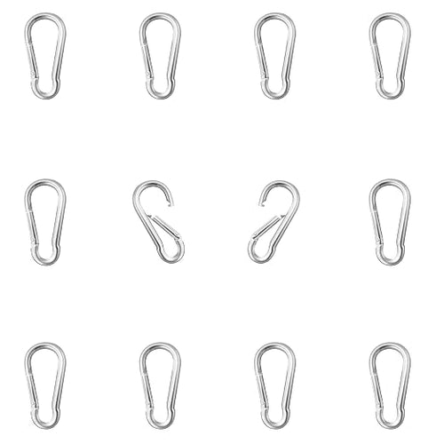 12 Pack 1.57" Heavy Duty Carabiner Clips, M4 Sliver Galvanized Steel Spring by SEUNGCH