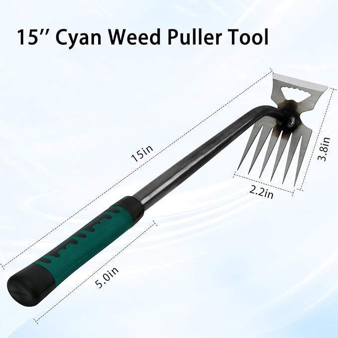 Weed Puller Tool, Time-Saving Garden Tools, Upgraded Hadfield Steel Weeding Tool Multifunctional Weeder, Dandelion Weed Puller Tool Gardening Tools for Yard, 6 Teeth