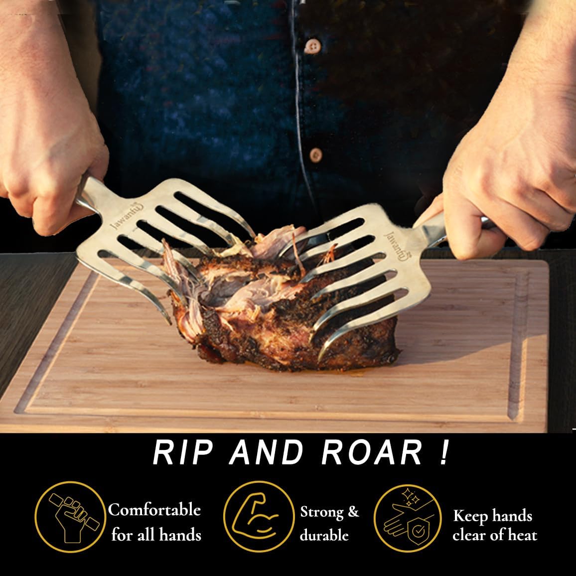 Meat Shredder Claws, 18/8 Stainless Steel Pulled Pork Tools for Shredding Meat, Effortlessly BBQ Tools For Handling, Shredding, Pulling Meat, Smoker Grilling Gifts, Pack of 2