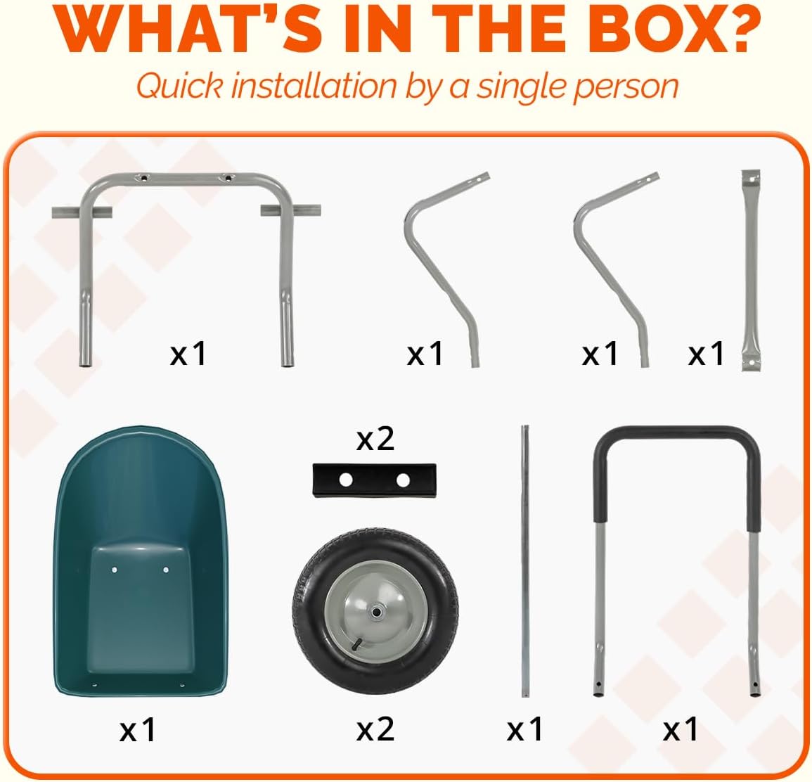 Upgrade 2 Wheel Wheelbarrow, Yard Cart with Padded Handlebar, 14 Inch Pneumatic Tires for High Stability, Ideal for Moving Soil, Plant Shrub, Gardening Tool, Easy Assembly