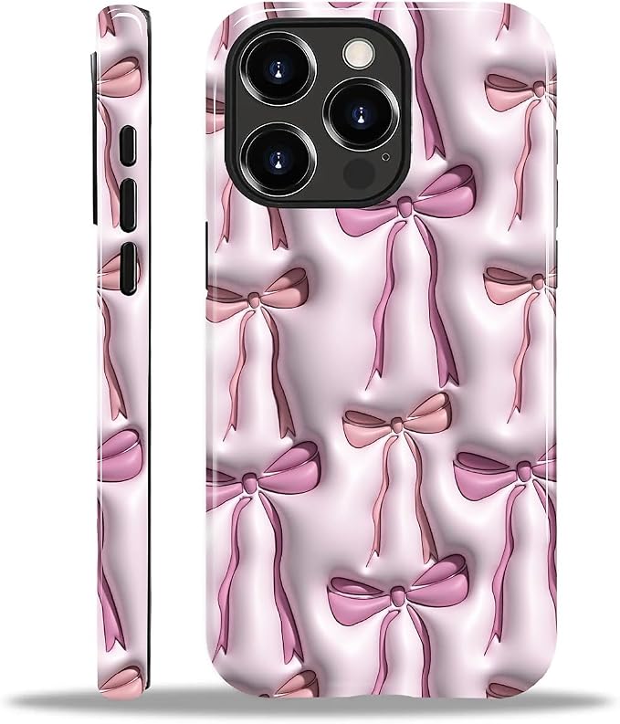 for iPhone 15 Pro Max Case, HL2 Abstract Ribbons Bows Hybrid 2 Layer Hard Shell by Unknown