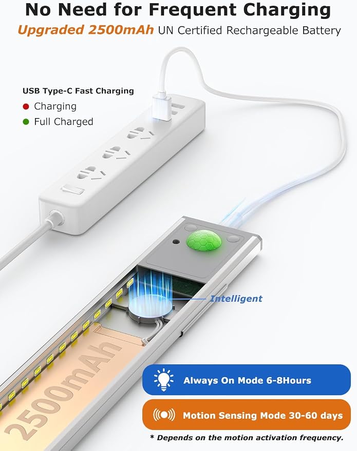8" Ultra-Thin Under Cabinet Lighting Wireless, Aluminum Alloy Under Counter - Image 5