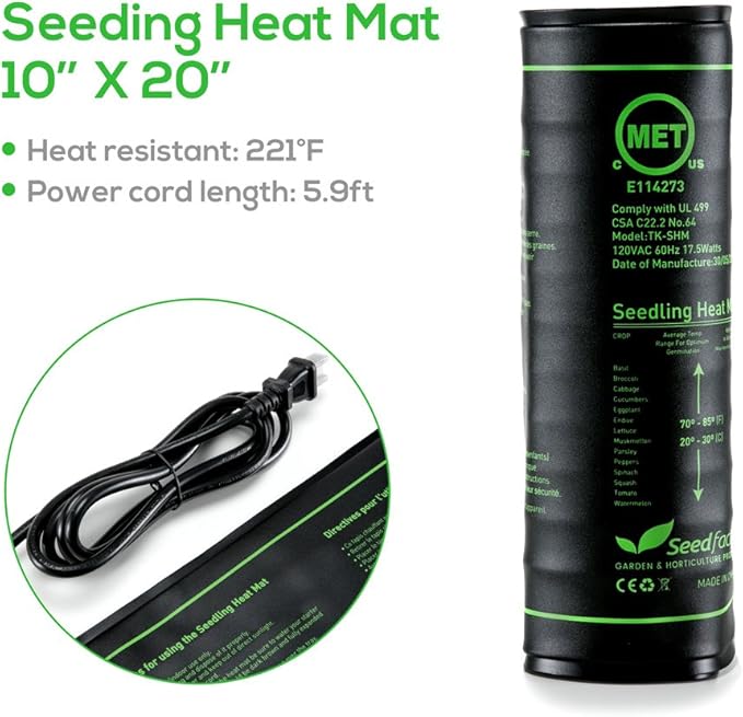 MET Certified 8 Pack Seedling Heat Mat, Seedfactor Waterproof Durable Germination Station Heat Mat, Warm Hydroponic Heating Pad for Indoor Home Gardening Seed Starter
