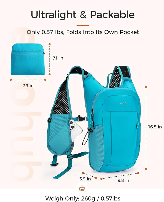 ECOHUB 15L Lightweight Packable Hiking Backpack - Image 2