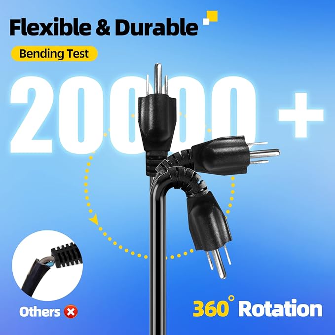 UL Listed Outdoor Extension Cord 3 Prong 25 FT SJTW 16/3 Gauge 13A 125V 1625W - Image 4