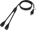 2 Way Power Cord Splitter Cable 6 Ft-3 Prong 1 to 2 Extension Cord-Outlet by Elecan