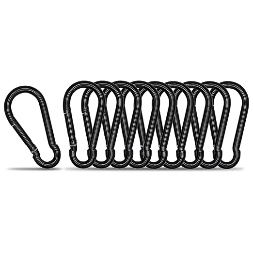Carabiner Clip Hook, 3.54 inch 10 pcs Black Heavy Duty Spring Snap Hook Key by KINLINK