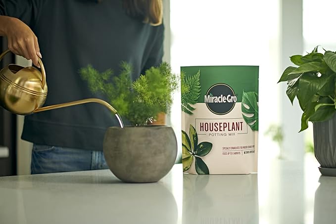 Miracle-Gro Houseplant Potting Mix - Fertilized Soil, Designed to be Less Prone to Gnats, 4 qt. (2-Pack)