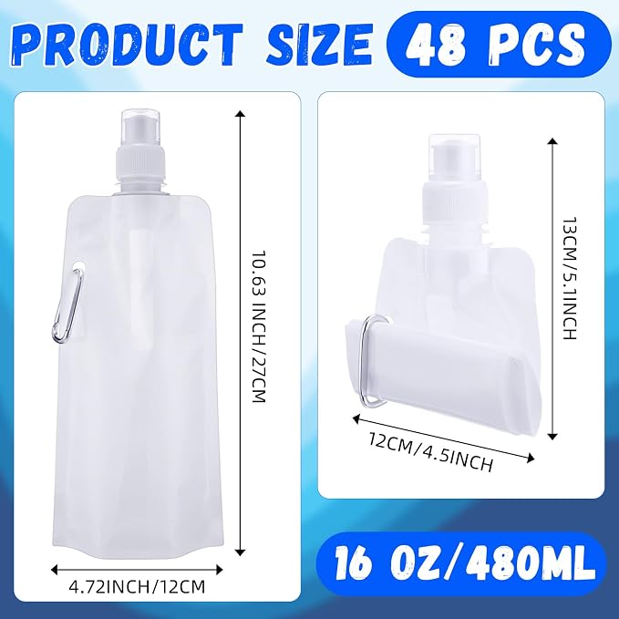 Teenyyou 48 Pack Collapsible Water Bottles Bulk 16oz Foldable Water Bottles - Image 2