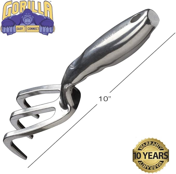 Heavy Duty Garden Tools with Digging Trowel, Transplant Trowel and Cultivator Hand Rake Solid One Piece Cast Aluminum Construction