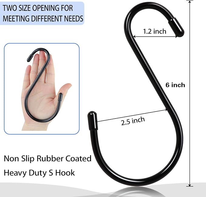 DINGEE 6 Pack Large S Hooks, Rubber Coated, Heavy Duty Non Slip, Bird Feeders - Image 2