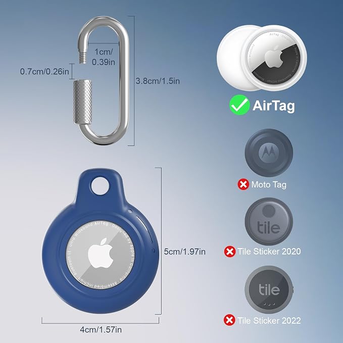 AirTag Holder with 304 Carabiner, 4 Pack IPX8 Waterproof Shockproof PC Hard Case - Image 8