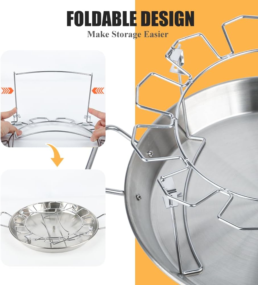 13" Vertical Skewer Gyro Pan Spit Shawarma Stand for oven with Chicken Leg Rack, Al Pastor Skewer for Grill, El Pastor Hack for Tacos Chicken, Brazilian, Stainless Steel, with 8",10" and 12" stick