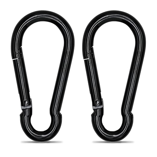 Large Carabiner Clip Hook, 4 inch 2 pcs Black Heavy Duty Spring Snap Hook Key by KINLINK