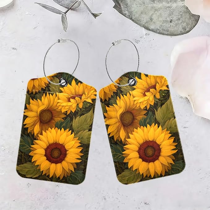 2Pcs Sunflower Luggage Tags for Suitcases, 2.83x4.53 Travel ID Labels - Image 4