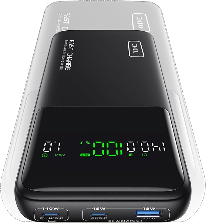INIU 25000mAh Power Bank, Compact High Capacity 140W Laptop Portable Charger by INIU