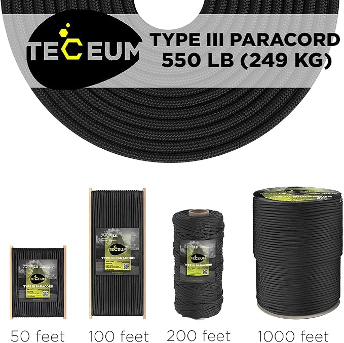 TECEUM Reflective Paracord Rope 1000 – 1000ft/200ft/100ft/50ft – 40+ Colors – - Image 9