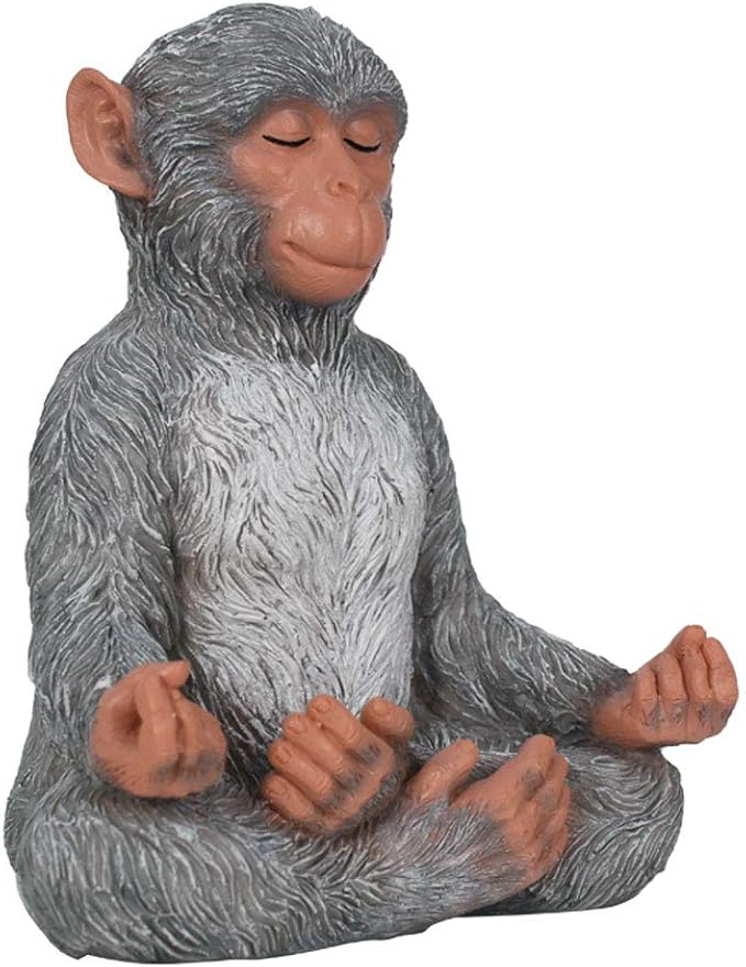 Meditation Monkey Stretching Monkey Statue-Resin Zen Animal Yoga Figurine for Outdoor Lawn Decor for Flower Beds, Fairy Gardens, and More