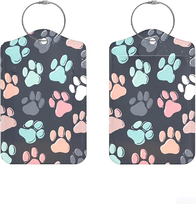 2Pcs Cute Dog Paw Luggage Tags for Suitcases, 2.83x4.53 Pet Lovers Travel ID by Cmialusie