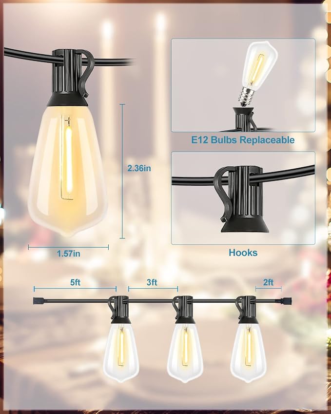 Lightdot 200FT Outdoor String Lights, LED Bistro String Lights - Image 3