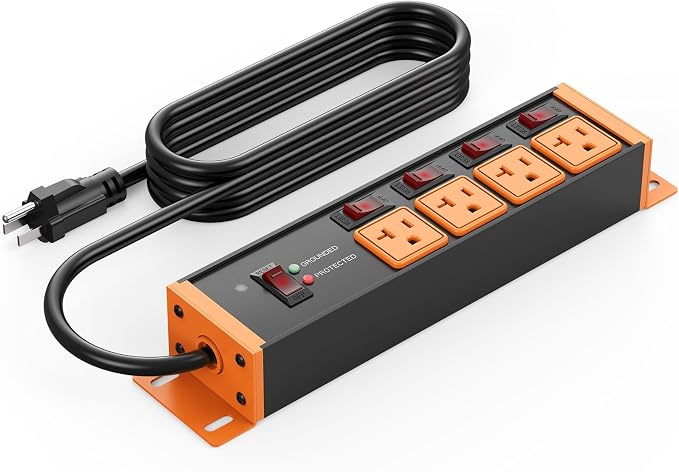 CCCEI Heavy Duty Surge Protector Power Strip 20 Amp Individual Switches. 12FT by CCCEI