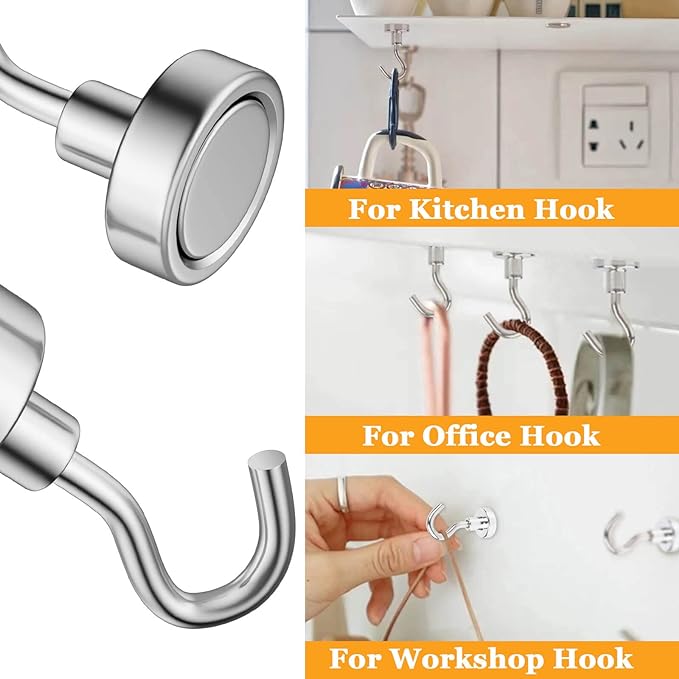 14Pack Magnetic Hooks, 100lbs+ Strong Magnetic Hooks Heavy Duty Rare Earth - Image 4