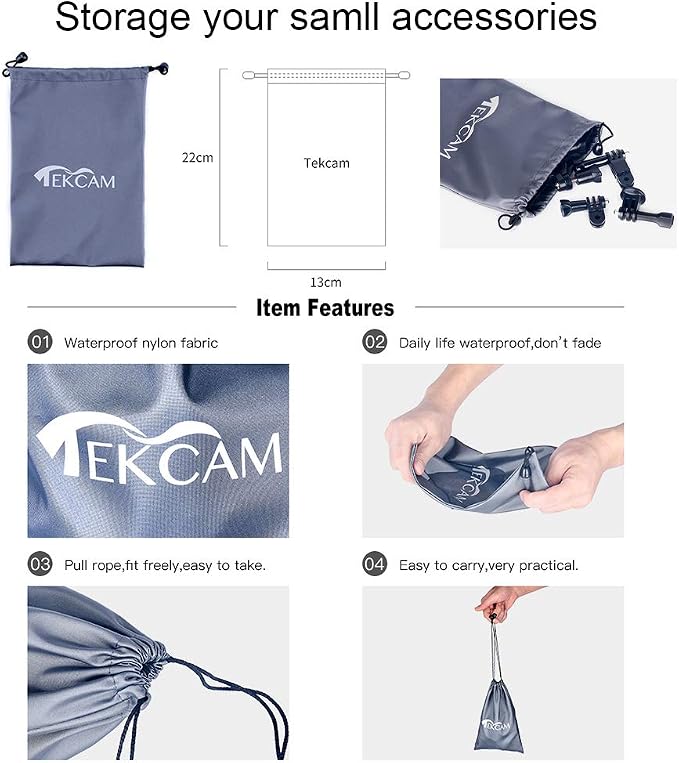 TEKCAM Action Camera Carrying Case Protective Storage Bag Compatible - Image 4