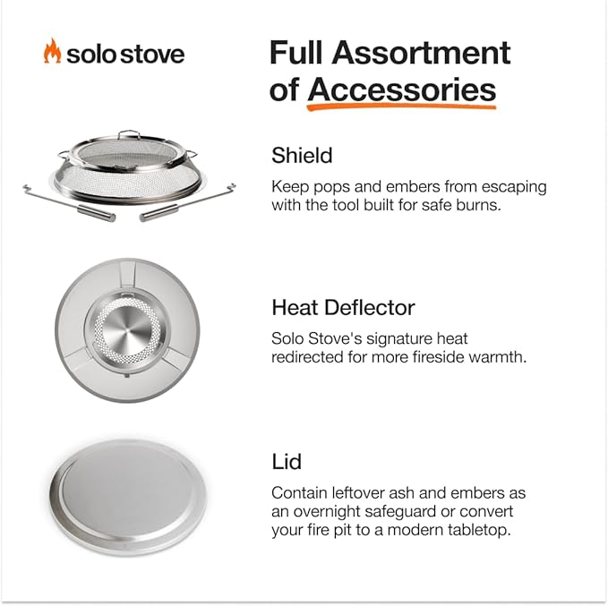 Solo Stove Yukon 27 Inch Smokeless Fire Pit with Removable Ash Pan - Wood Burning Portable Stainless Steel Outdoor Fireplace, Stainless Steel, Ideal for 6 or More People, 38 lbs,Mulberry