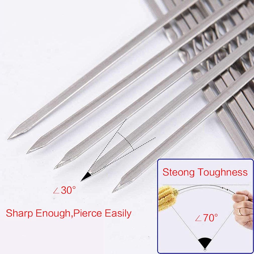 Metal Skewer for Grilling,Kabob Skewer,Flat BBQ Barbecue Skewer,Grilling Skewers Set,Reusable BBQ (15" skewers(16 pack))