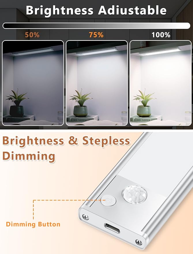 Under Cabinet Motion Sensor Lighting: 14 Inch Dimmable Rechargeable Lights - Image 3