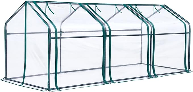 Quictent Portable Mini Cloche Greenhouse w/ Elevated Bottom, Reinforced High Light Transmission Waterproof UV-Resistant Hot House for Indoor Outdoor, w/ 50 T-Shaped Plant Tag, 95" x 36" x 36" (Clear)