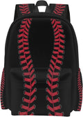 cfpolar 17 Inch Backpack Black Baseball Red Stitches Laptop Bag Shoulder Bag by homedecorations