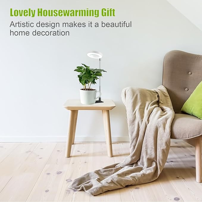 Grow Lights for Indoor Plants, 48 LEDs Full Spectrum Halo Plant Light for Indoor Plants, Height Adjustable Growing Lamp with Detachable Base, 3 9 12Hrs Timer, 10 Brightness, 3 Pack