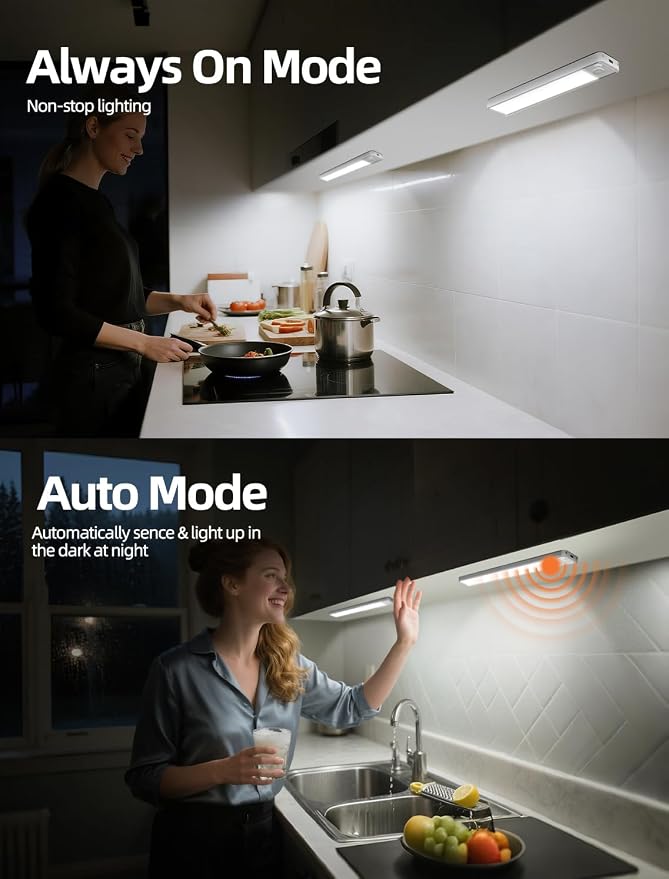 Under Cabinet Lighting: 12 Inch 3-Color Dimmable Rechargeable Motion Sensor - Image 7