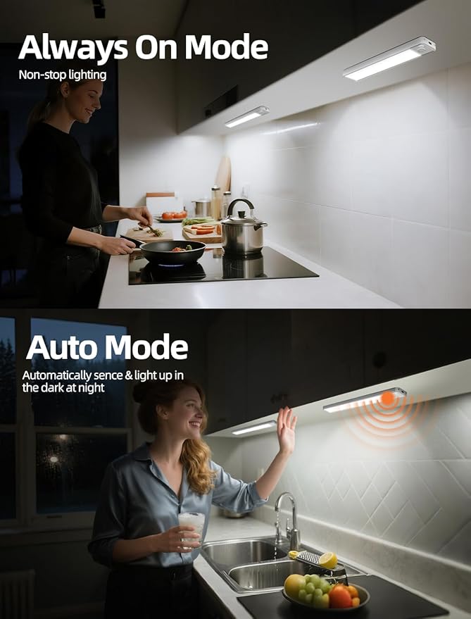 Under Cabinet Lighting: 8 Inch 3-Color Dimmable Rechargeable Motion Sensor - Image 7