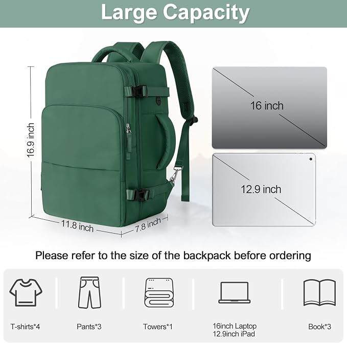 Sinaliy Travel laptop Backpack for Women, Personal Item Size Flight Approved - Image 9