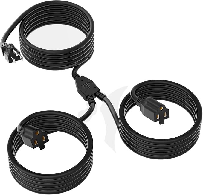 2 Way Power Extension Cord Splitter 20 Ft Total-3 Prong 1 to 2 Extension Cord by Elecan