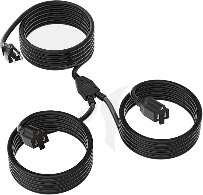 2 Way Power Extension Cord Splitter 50 Ft Total-3 Prong 1 to 2 Extension Cord by Elecan